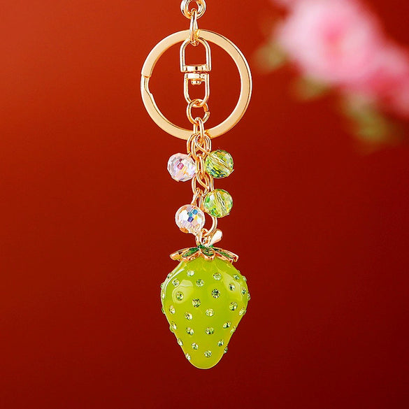 Zinc Alloy Fruit Lemon Car Keychain Diamondencrusted Cartoon Key Chain For Women