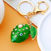 Zinc Alloy Fruit Lemon Car Keychain Diamondencrusted Cartoon Key Chain For Women