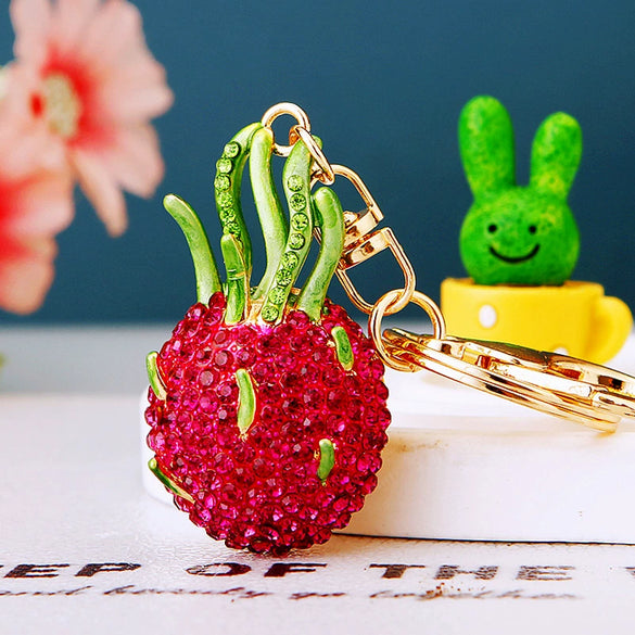 Zinc Alloy Fruit Lemon Car Keychain Diamondencrusted Cartoon Key Chain For Women