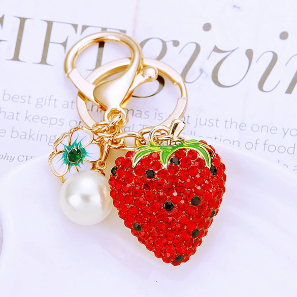 Zinc Alloy Fruit Lemon Car Keychain Diamondencrusted Cartoon Key Chain For Women