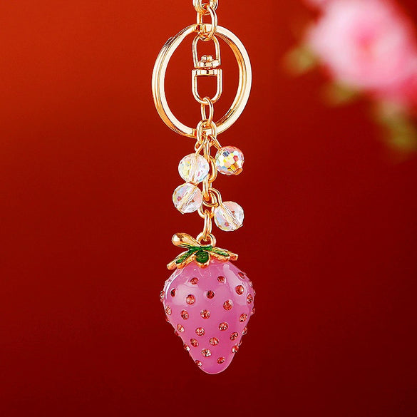 Zinc Alloy Fruit Lemon Car Keychain Diamondencrusted Cartoon Key Chain For Women
