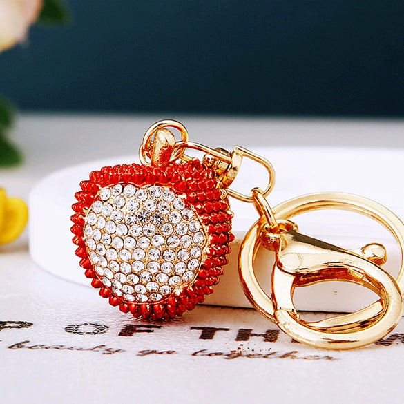 Zinc Alloy Fruit Lemon Car Keychain Diamondencrusted Cartoon Key Chain For Women