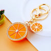 Zinc Alloy Fruit Lemon Car Keychain Diamondencrusted Cartoon Key Chain For Women
