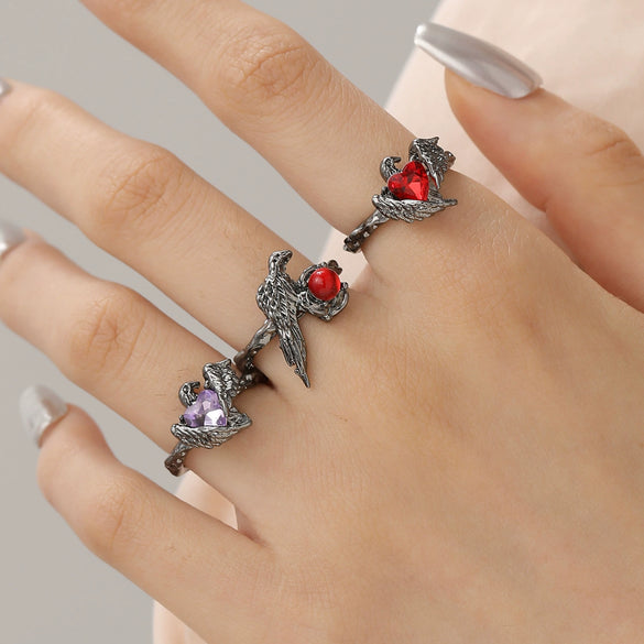 Zinc Alloy Geometric Animal Style Diamond Opening Finger Ring For Women