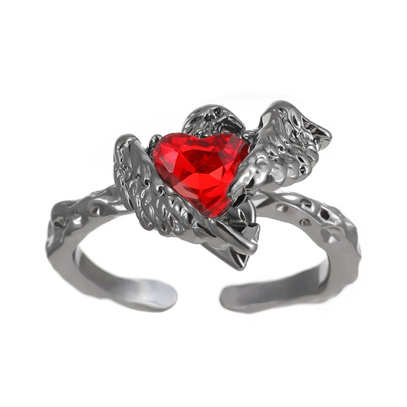 Zinc Alloy Geometric Animal Style Diamond Opening Finger Ring For Women