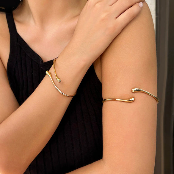 Zinc Alloy Geometric Electroplated Drop Arm Chain Bracelet