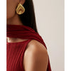 Zinc Alloy Geometric Metal Threaded Shell Earrings With Electroplating Design