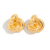 Zinc Alloy Geometric Metal Threaded Shell Earrings With Electroplating Design