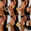 Zinc Alloy Geometric Metal Threaded Shell Earrings With Electroplating Design