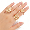 Zinc Alloy Geometric Open Ring Set With Irregular Smooth Shapes Lava Line Details And Polished Plated Finish Stackable Women's Jewelry