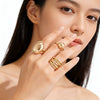 Zinc Alloy Geometric Open Ring Set With Irregular Smooth Shapes Lava Line Details And Polished Plated Finish Stackable Women's Jewelry