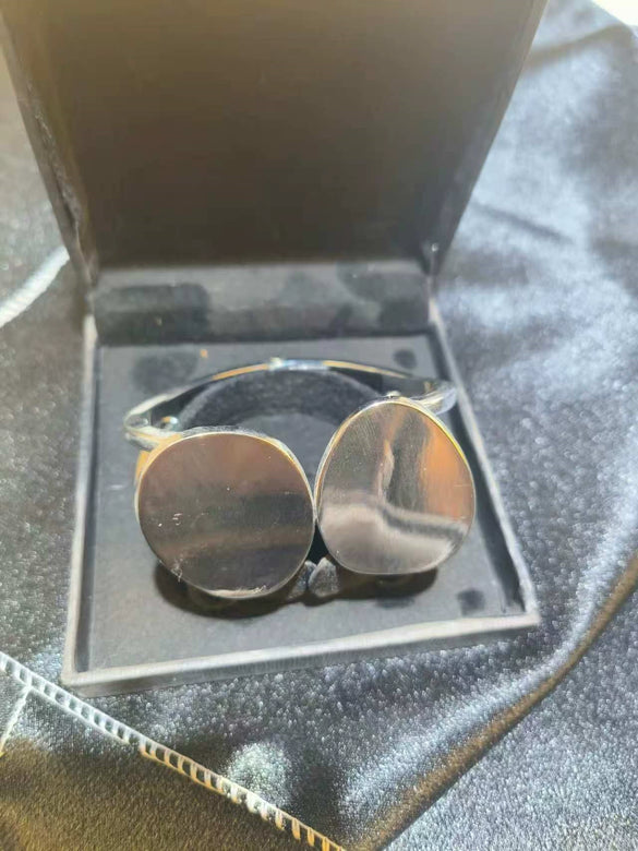 Zinc Alloy Geometric Oval Doublelayer Open Cuff Bracelet With Irregular Metallic Electroplated Design For Women