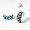 Zinc Alloy Geometric Retro Cshaped Electroplated Earrings For Women With Inlaid Green Natural Stone