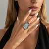 Zinc Alloy Geometric Zircon Ring Water Ripple Statement Jewelry With Polished Plating Unisex Bold Fashion Accessory