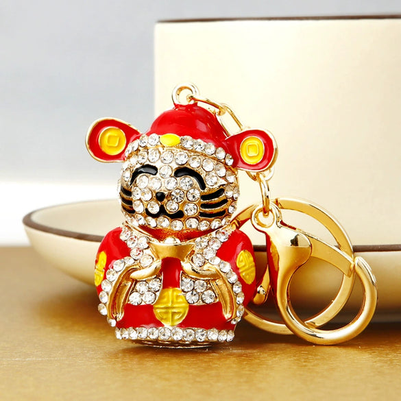 Zinc Alloy God Of Wealth Keychain For Women As Creative Gift