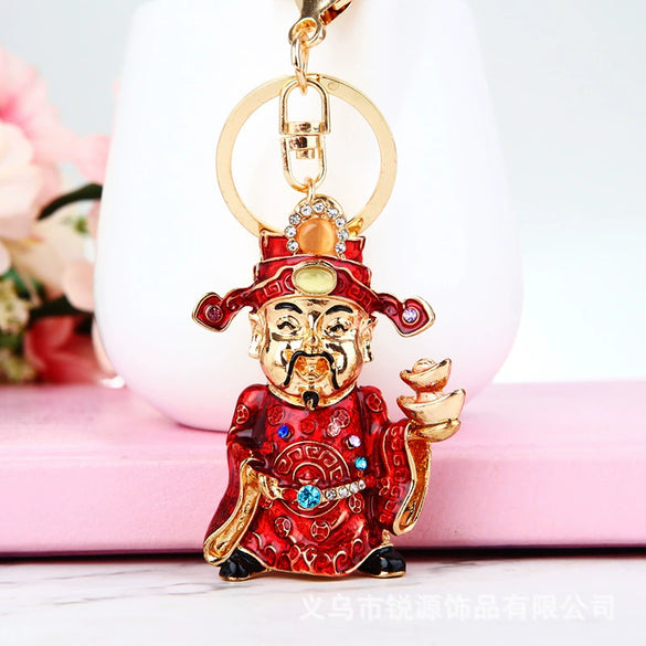 Zinc Alloy God Of Wealth Keychain For Women As Creative Gift