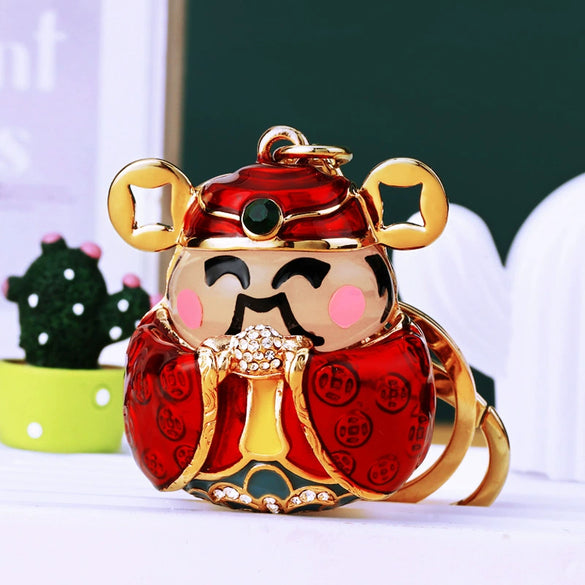 Zinc Alloy God Of Wealth Keychain For Women As Creative Gift