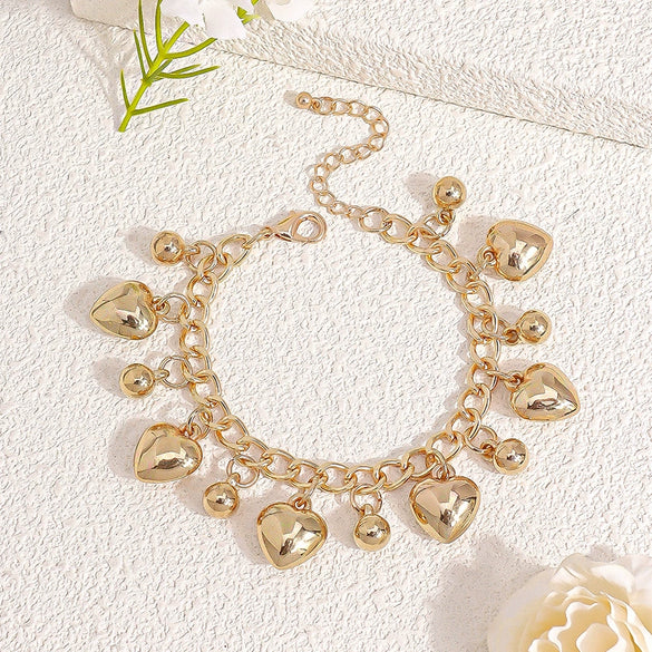 Zinc Alloy Heart Pendant Chain Bracelet For Women And Men Romantic Light Luxury Jewelry Gift With Fine Craftsmanship