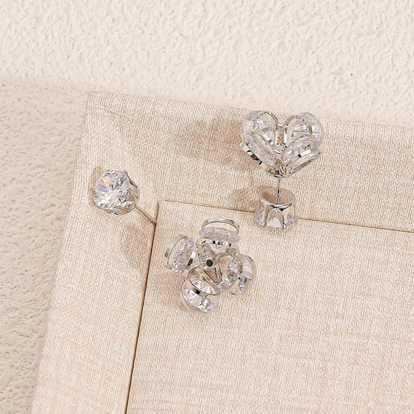 Zinc Alloy Leaf Hoop Earrings With Cut Out Design And Sparkling Zircon Rhinestone Accents For Women And Unisex Styling