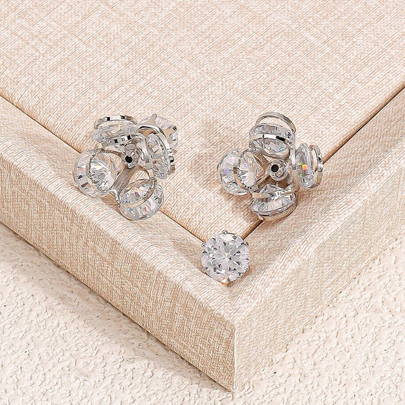 Zinc Alloy Leaf Hoop Earrings With Cut Out Design And Sparkling Zircon Rhinestone Accents For Women And Unisex Styling