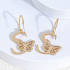Zinc Alloy Letter And Butterfly Cutout Hoop Earrings With Clavicle Chain Versatile Unisex Jewelry Accessory