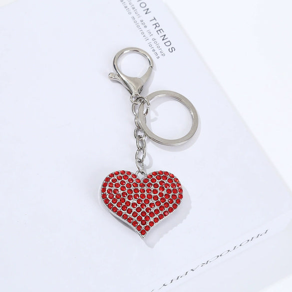 Zinc Alloy Love Heart Keychain With Diamonddecorated Pendant Light Luxury Bag Charm And Decorative Key Ring For Women And Girls