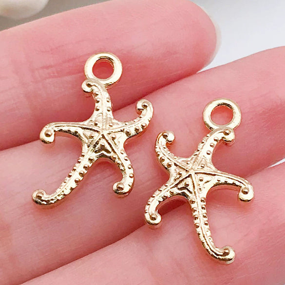 Zinc Alloy Marine Animal Starfish Seahorse Pendant Jewelry Material For Diy Bracelet Necklace With Electroplating