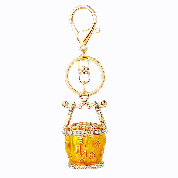 Zinc Alloy Metal Keychain Diamond Collection Bucket Cornucopia Shape For Women As Travel Souvenir Gifts