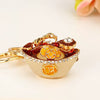 Zinc Alloy Metal Keychain Diamond Collection Bucket Cornucopia Shape For Women As Travel Souvenir Gifts
