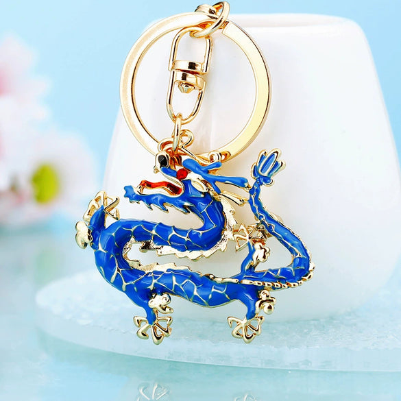 Zinc Alloy Rhinestone Zodiac Dragon Keychain For Women's Bag Pendant
