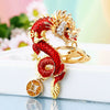 Zinc Alloy Rhinestone Zodiac Dragon Keychain For Women's Bag Pendant