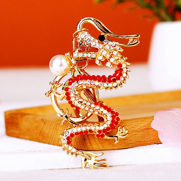 Zinc Alloy Rhinestone Zodiac Dragon Keychain For Women's Bag Pendant