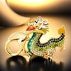 Zinc Alloy Rhinestone Zodiac Dragon Keychain For Women's Bag Pendant