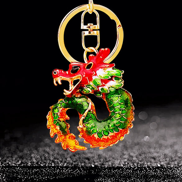 Zinc Alloy Rhinestone Zodiac Dragon Keychain For Women's Bag Pendant