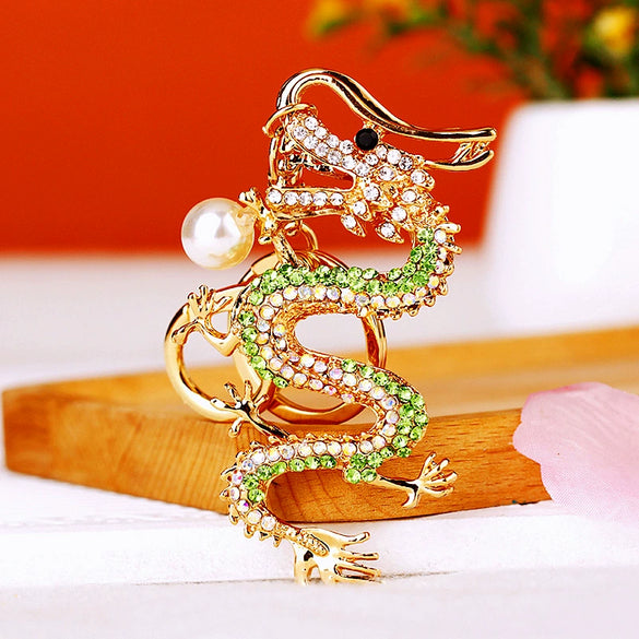 Zinc Alloy Rhinestone Zodiac Dragon Keychain For Women's Bag Pendant