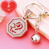 Zinc Alloy Rhinestone Zodiac Dragon Keychain For Women's Bag Pendant