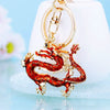 Zinc Alloy Rhinestone Zodiac Dragon Keychain For Women's Bag Pendant