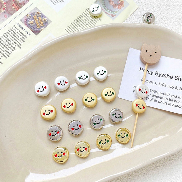 Zinc Alloy Smiley Irregular Round Beaded Diy Handmade Bracelet Necklace Mobile Phone Chain Accessories With Lines Pattern And Electroplating Treatment