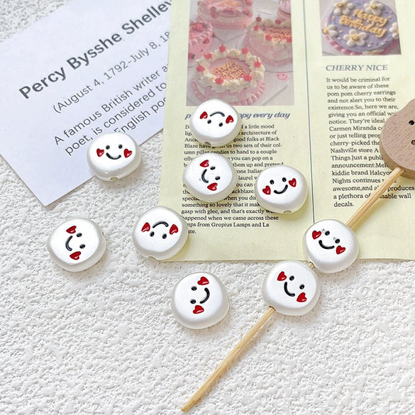 Zinc Alloy Smiley Irregular Round Beaded Diy Handmade Bracelet Necklace Mobile Phone Chain Accessories With Lines Pattern And Electroplating Treatment