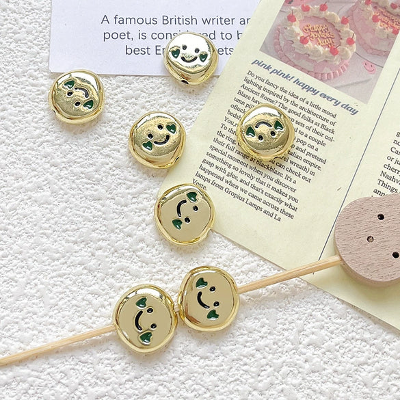 Zinc Alloy Smiley Irregular Round Beaded Diy Handmade Bracelet Necklace Mobile Phone Chain Accessories With Lines Pattern And Electroplating Treatment