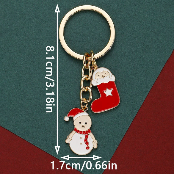 Zinc Alloy Snowman Keychain Pendant Cartoon Christmas Bag Charm And Mobile Phone Accessory With Modern Minimalist Key Ring