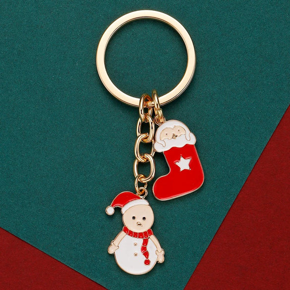 Zinc Alloy Snowman Keychain Pendant Cartoon Christmas Bag Charm And Mobile Phone Accessory With Modern Minimalist Key Ring