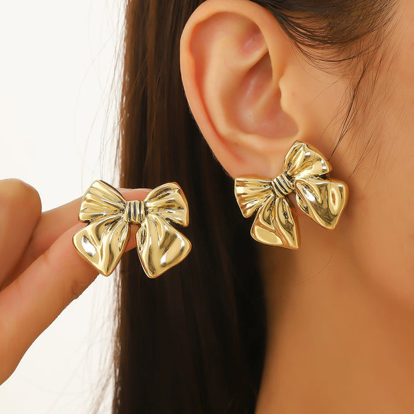 Zinc Alloy Stainless Steel Bow Geometric Electroplating Women's Earrings