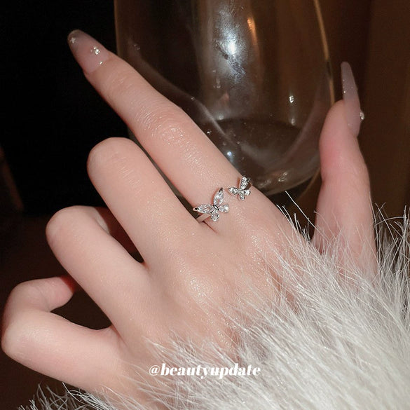 Zircon Animal Zodiac Inlaid Open Ring For Women Light Luxury Niche Fashion