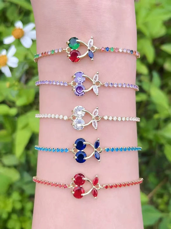 Zircon Bracelet Copper Gold Plated Fruit Shape Highend Feel Jewelry For Women