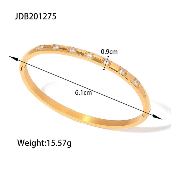 Zircon Bracelet Stainless Steel 18K Gold Inlaid Electroplating White Round