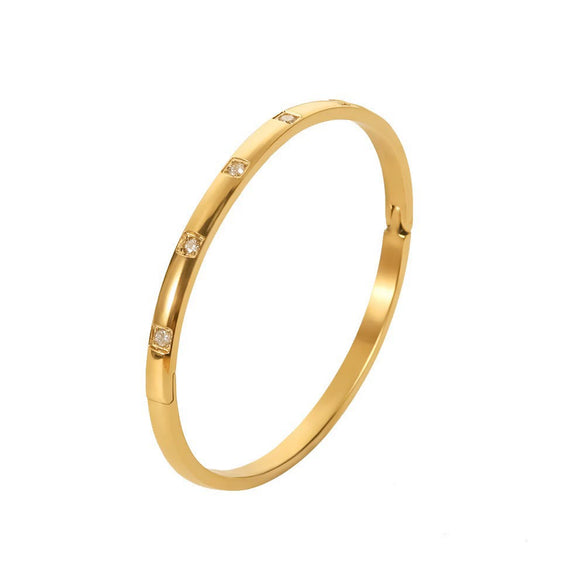 Zircon Bracelet Stainless Steel 18K Gold Inlaid Electroplating White Round
