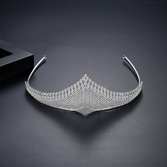 Zircon Bridal Crown Headband Copper Wedding Hair Accessory With Elegant Sparkling Design