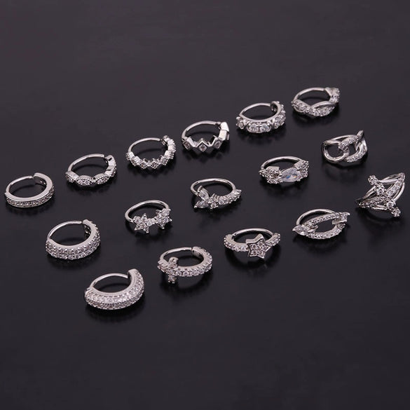 Zircon Copper Fashion Ol Style Women's Puncture Jewelry Earrings Nose Ring Ear Bone Ring Cartilage Earrings