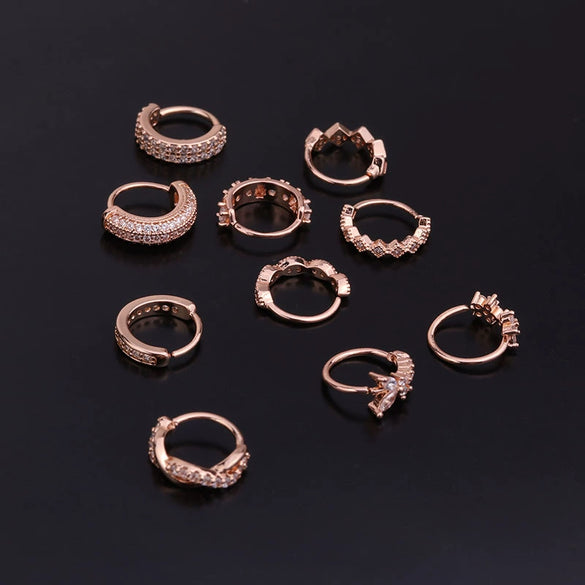 Zircon Copper Fashion Ol Style Women's Puncture Jewelry Earrings Nose Ring Ear Bone Ring Cartilage Earrings